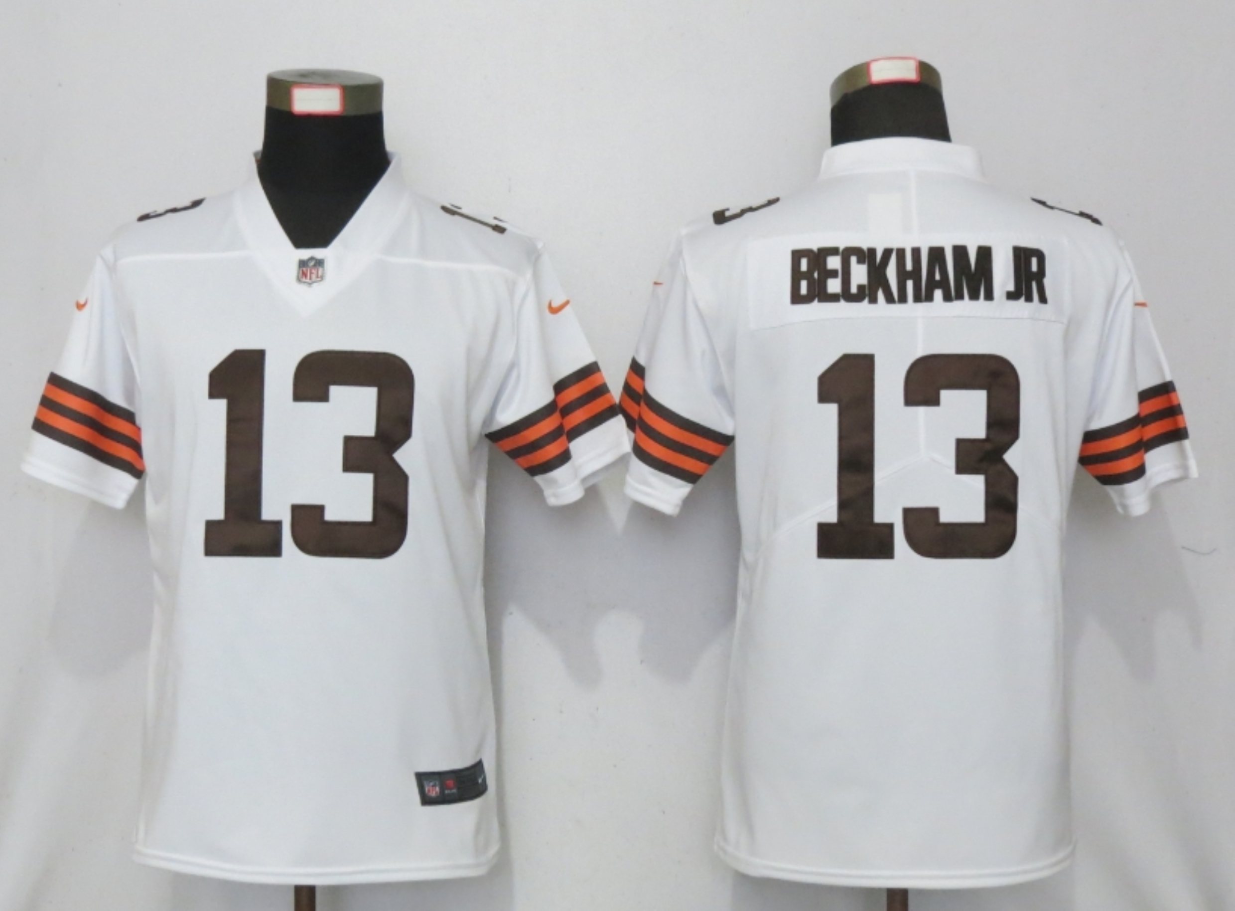 Women New Nike Cleveland Browns 13 Beckham jr White Vapor Elite Playe